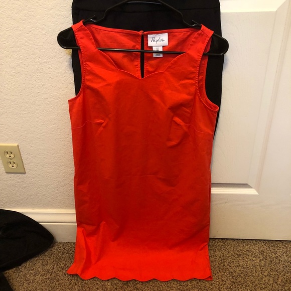 Bright orange shift dress HAS POCKETS - Picture 2 of 3